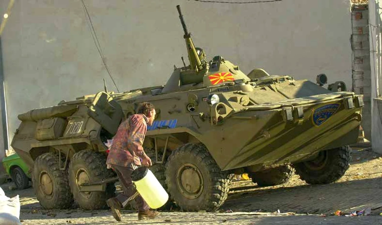 Transportor amfibiu blindat al armatei macedonene în luptă cu gherilele UCK-Macedonia (2001)