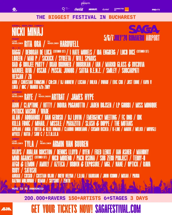 SAGA24 line up pe zile png