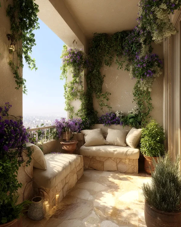 Idei spectaculoase pentru amenajare de balcon cu plante în ghiveci și mobilier - Ideal House