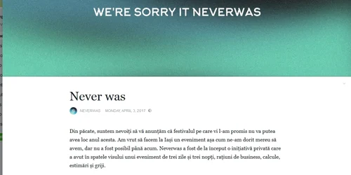 Anunţul Neverwas FOTO Facebook Neverwas