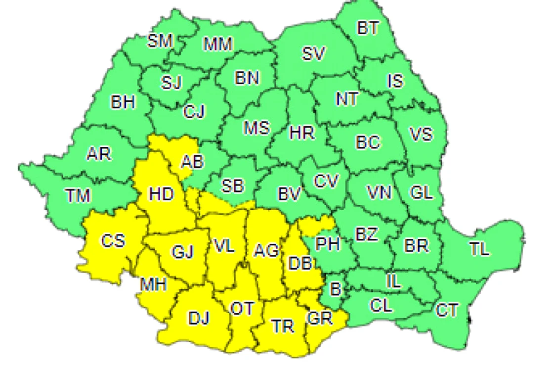 Harta județelor afectate