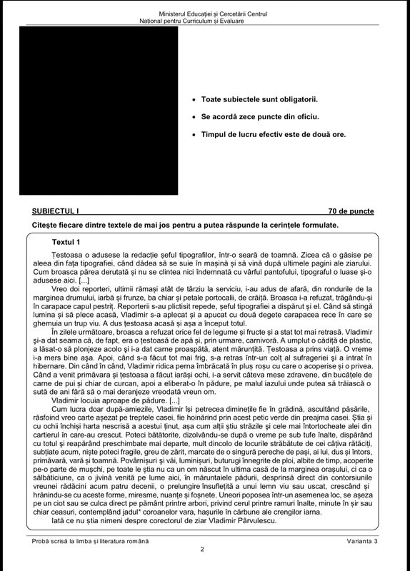 Subiectele de la Evaluarea Națională Foto: Click!