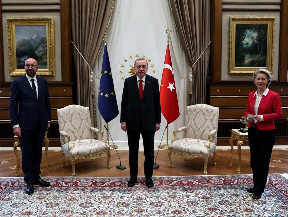Erdogan primindu-i pe Michel şi Leyen la Ankara FOTO EPA-EFE