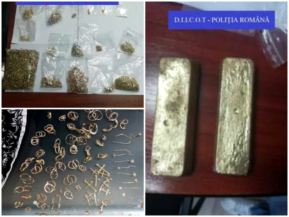 Aur şi bijuterii din aur ridicate în urma percheziţiilor realizate în dosar Foto: DIICOT