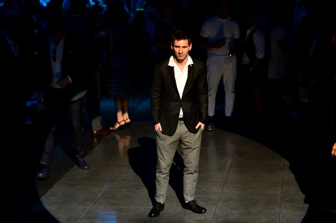 Lionel Messi, la prezentarea colecţiei primăvară/vară 2014 a casei Dolce&Gabbana (Foto: AFP)