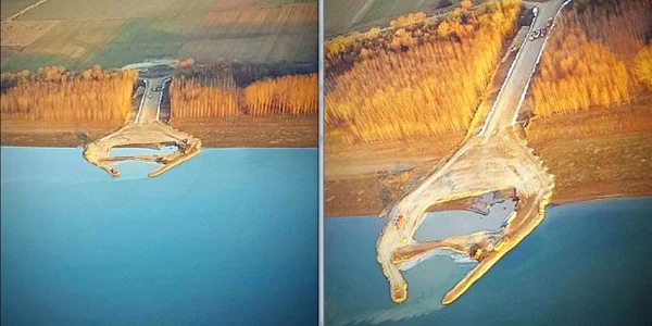 Aşa arăta pe 12 martie 2019 şantierul podului de la Brăila FOTO Robert Malaxa
