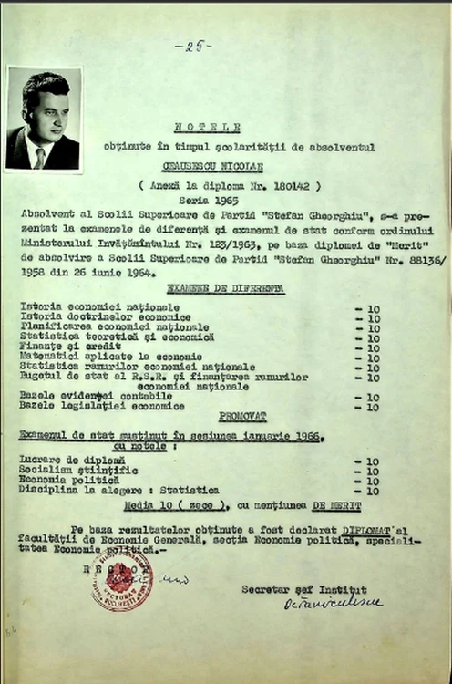 Aceasta este diploma de Bac a lui Nicolae Ceaușescu / foto: Arhivele Naționale