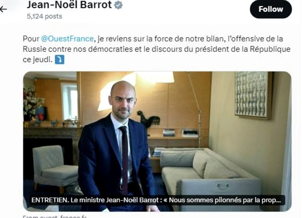 Ministrul francez pentru Europa, Jean-Noël Barrot, foto Instagram