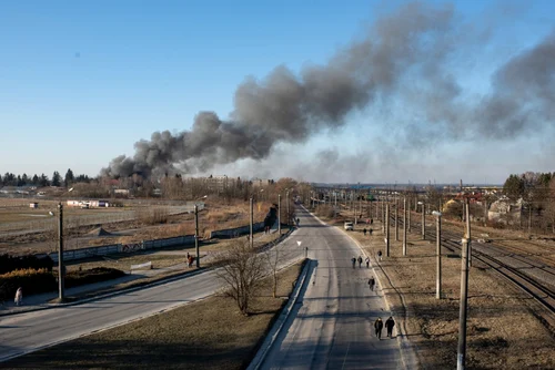 clădire distrusă langa aeroportul din kiev război ucraina rusia ziua 23. Foto Gettyimages