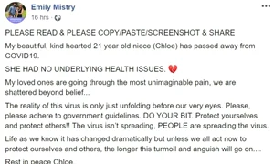 Familia îndurerată a îndemnat populația să respecte regulile impuse de autorități jpeg