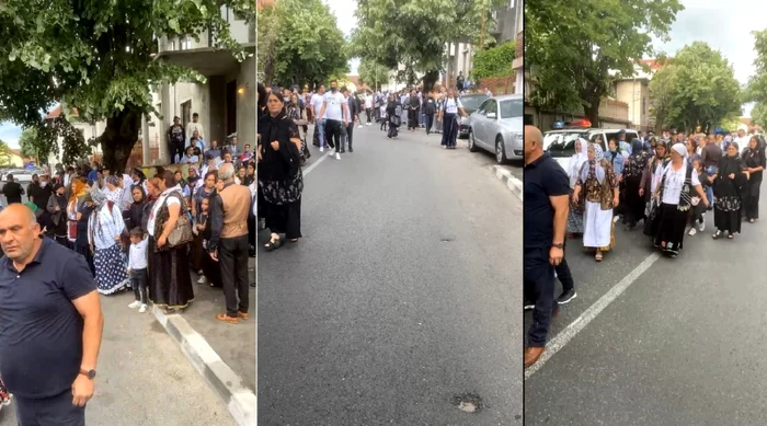 Imagini de la procesiunea de înmormântare a unui rom din Râmnicu Vâlcea împuşcat în America Foto colaj