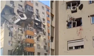 locul în care un bărbat ar fi fost aruncat de suflul exploziei din Rahova foto captura video fb reporter neptun tv