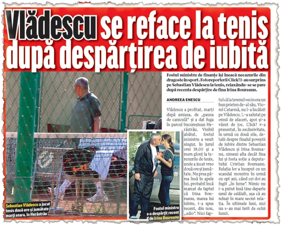 Click! v-a anunţat în exclusivitate despărţirea dintre Vlădescu şi Irina Boureanu