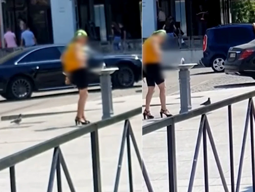 Vasluianca a decis să se răcorească cu apa de la o ţâşnitoare Foto: captură video