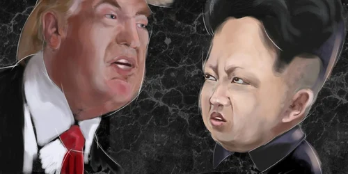 Caricatura Donald Trump Kim Jong un FOTO 123 RF 