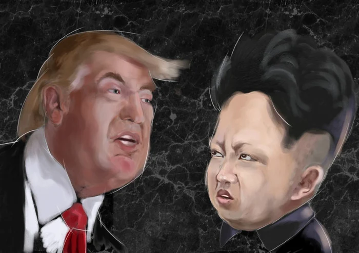 Caricatur[ cu Donald Trump şi Kim Jong FOTO 123 RF