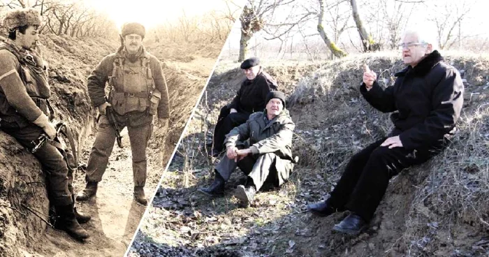 În 1992, fraţii Alexandru (centru) şi Anatolie Croitor (dreapta) au stat de veghe la marginea satului Coşniţa FOTO Tudor Iovu, „Adevărul“ Moldova