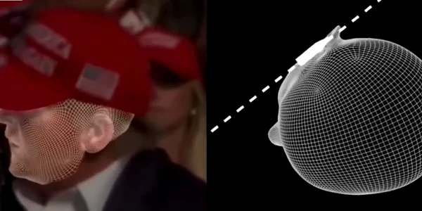 Reprezentare 3D. Cât de a aproape a trecut glonțul tras către Donald Trump. FOTO Captură SkyNews