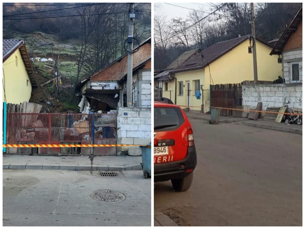 Peretele unei case s-a prăbușit FOTO: colaj/Adevărul