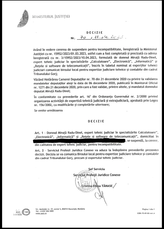 Facsimil Ministerul Justiției
