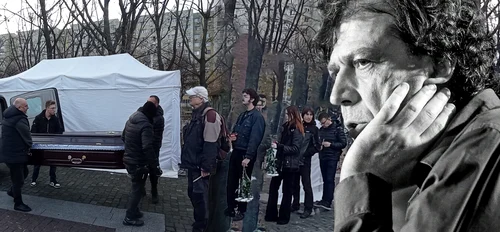 Sicriul cu trupul neînsuflețit al solistului. Fotografii: Click! BLITZ