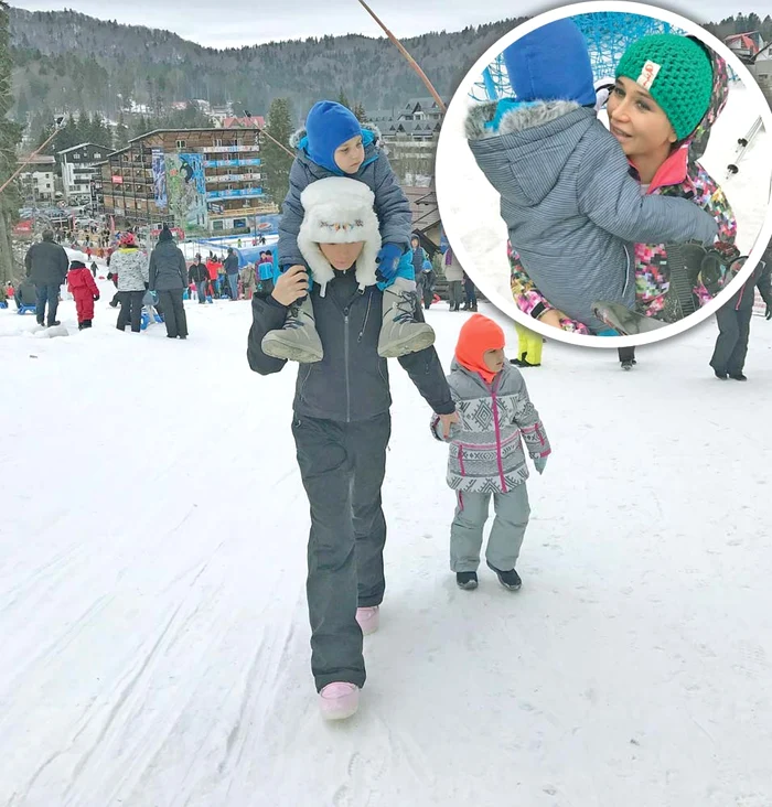 Elena Băsescu s-a distrat pe pârtie cu Sofia Anais (4 ani şi 4 luni) şi Traian junior (2 şi 11 luni)