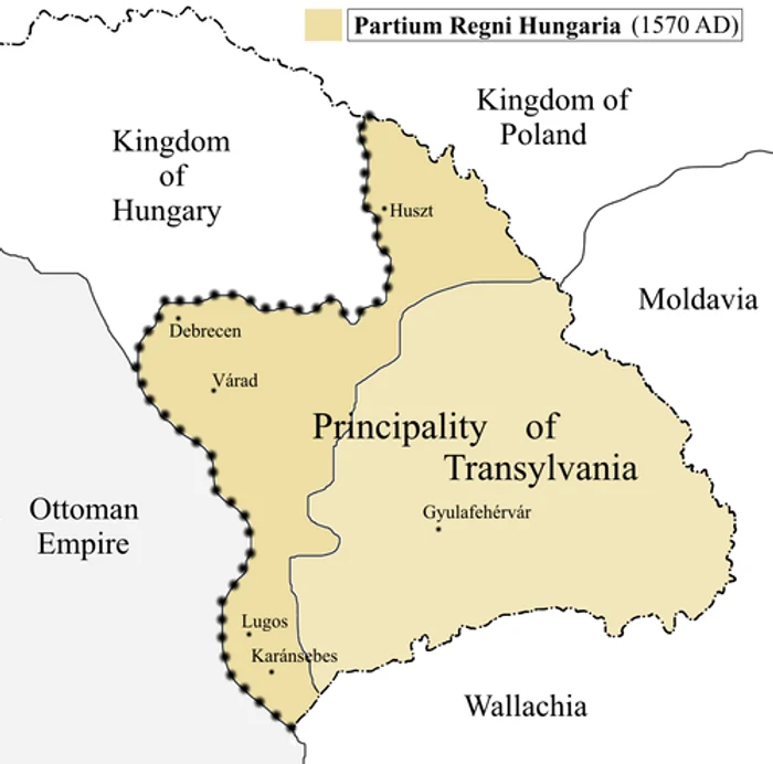 Principatul Transilvaniei cu Partium în 1570. FOTO Wikipedia