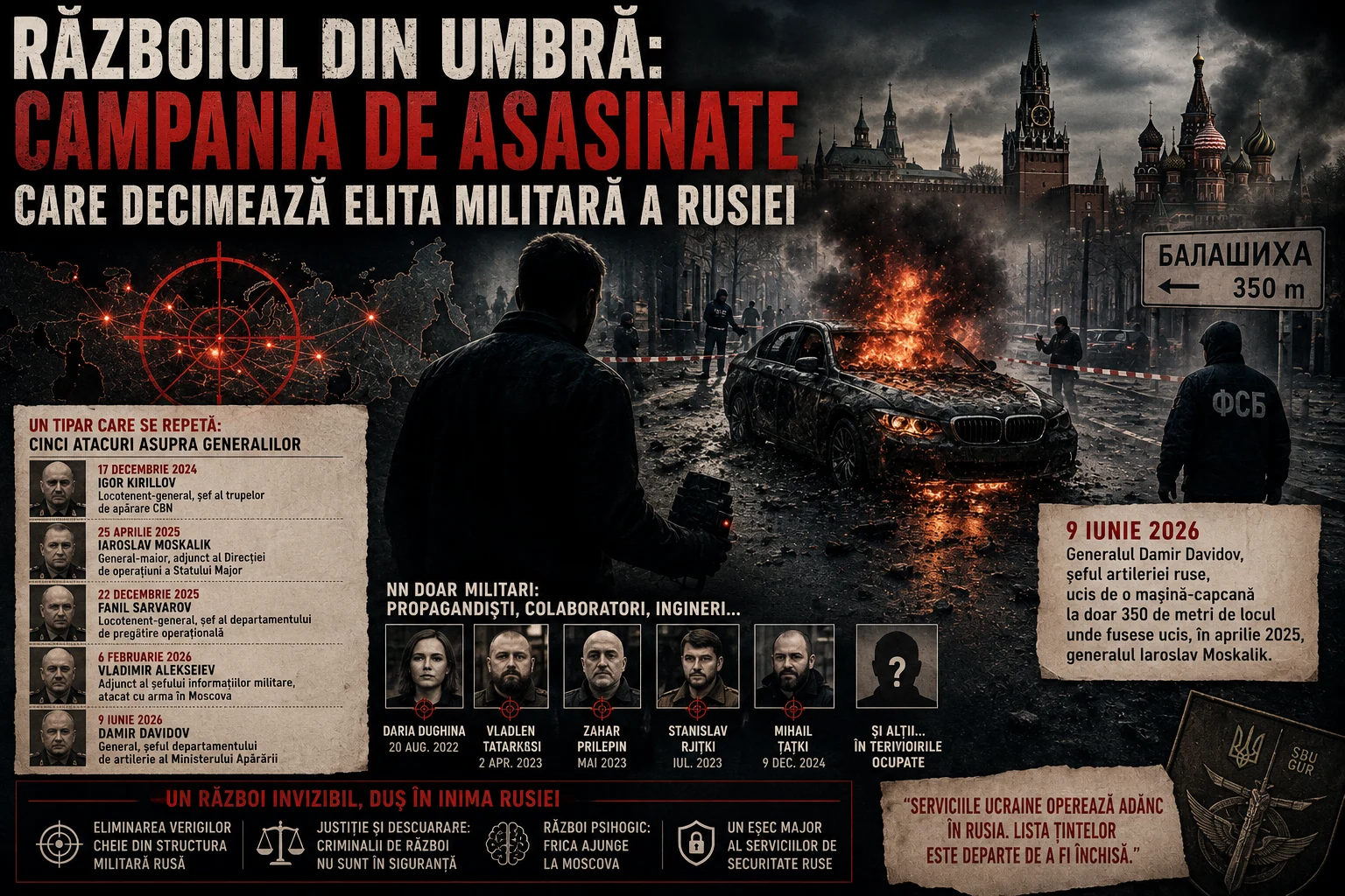 Războiul din umbră: campania de asasinate care decimează elita militară a Rusiei O nouă explozie la porțile Moscovei