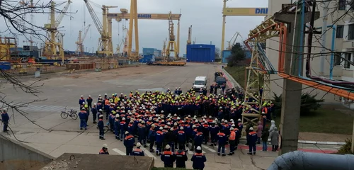 Protest la Șantierul Naval Mangalia FOTO BNS