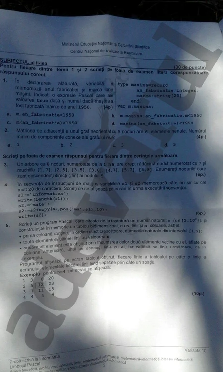 Subiectele de la Informatică - pagina 2