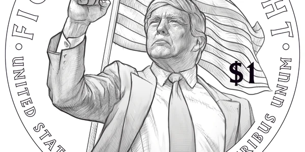 monedă aniversară cu chipul lui Trump jpeg