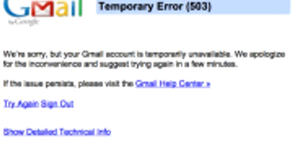 Mesajul erorii de pe Gmail