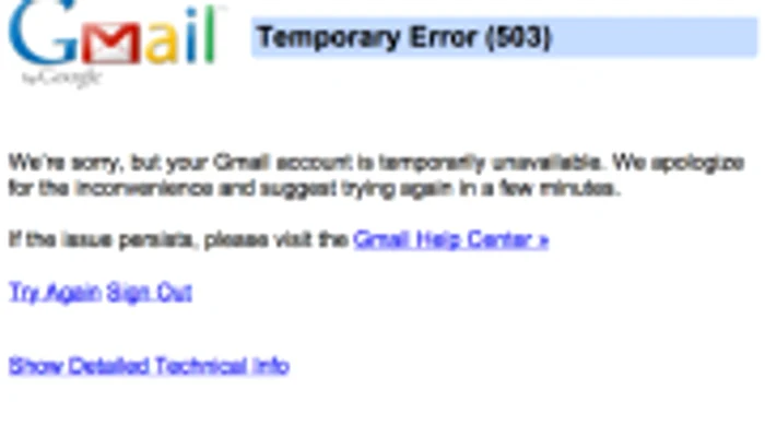 Mesajul erorii de pe Gmail