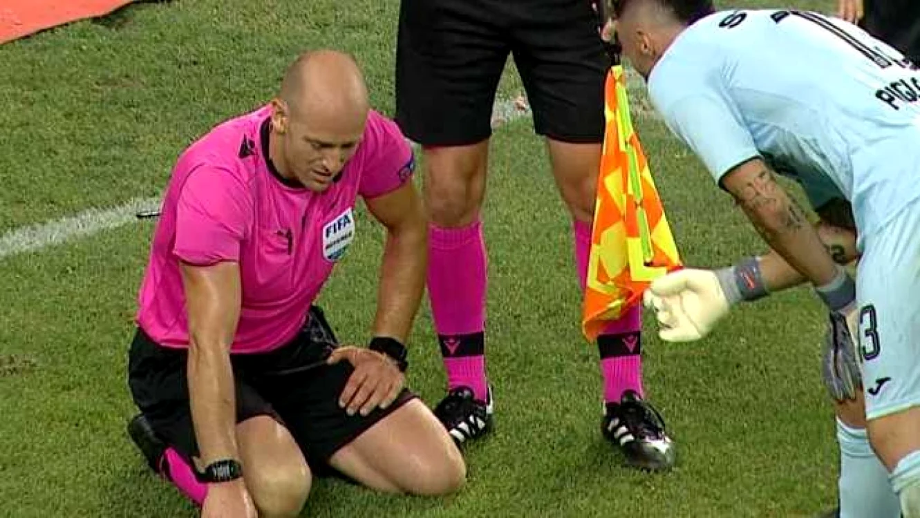 Arbitrul meciului Craiova - Honved a fost lovit de un obiect aruncat din tribune