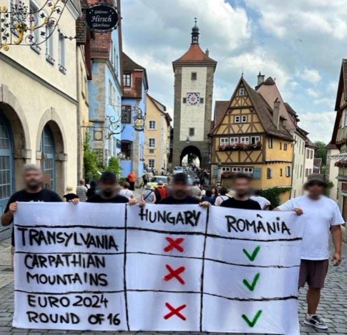Banner-ul ironic la adresa Ungariei. FOTO: digisport.ro