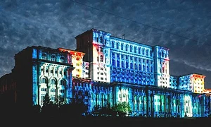 Romania Parliament at night jpg