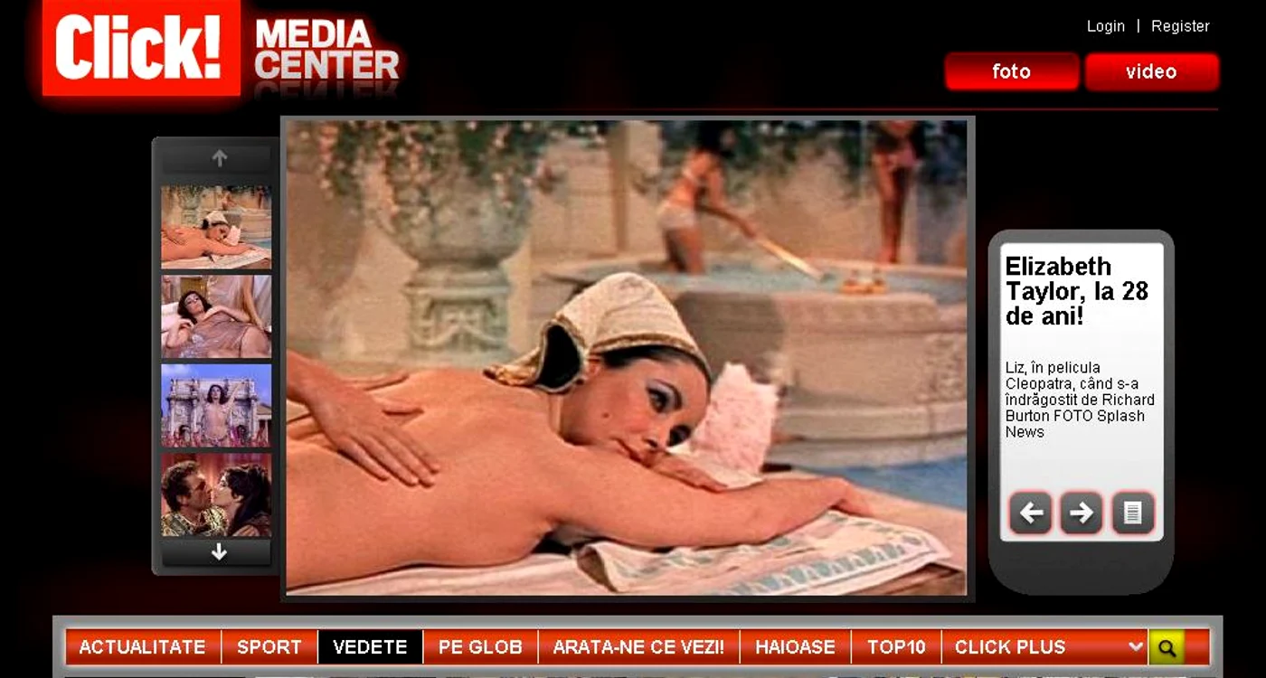 Elizabeth Taylor în 1960, în pelicula Cleopatra, când s-a îndrăgostit de Richard Burton FOTO Splash News