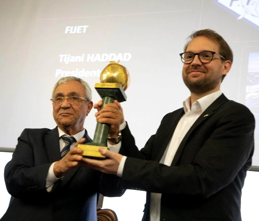 Președintele FIJET TIjani Haddad si primarul Dominic Fritz. FOTO: Ovidiu Oprea