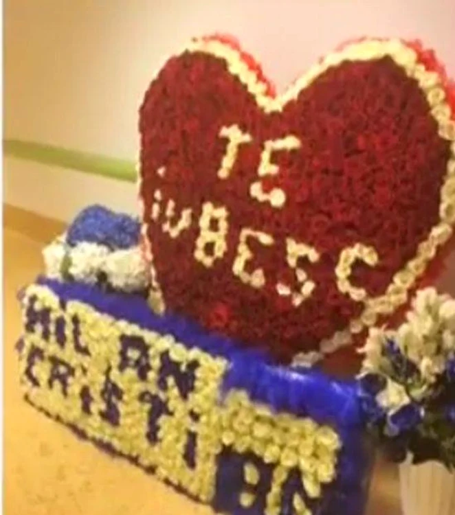 Cristi Borcea a trimis un aranjament floral pe care scria ”Te iubesc, Milan Cristian”