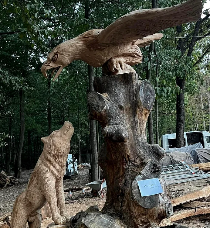 Mai multe sculpturi gigant au fost realizate în complexul de vânătoare al lui Iordache Foto:Facebook