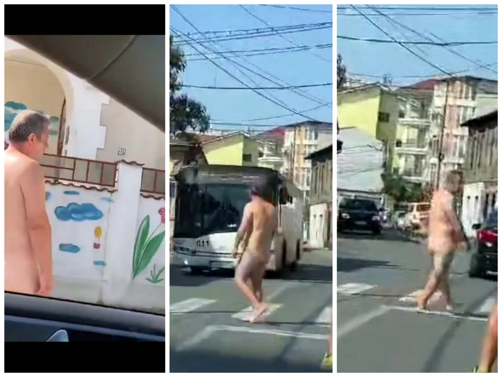 Bărbatul a fost filmat de mai mulți șoferi FOTO: colaj captura video