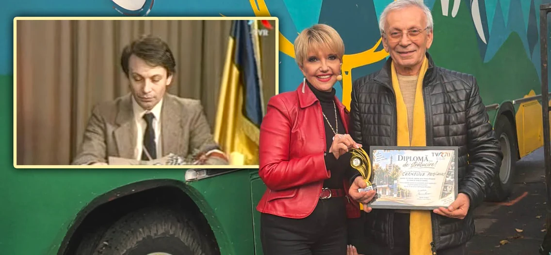 Marina Almășan, alături de Cornelius Roșiianu, fost prezentator al Telejurnalului TVR, din anii comunismului 