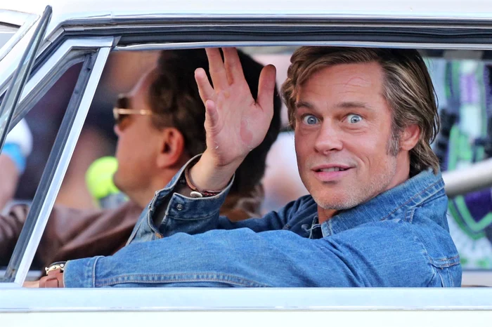 Brad Pitt and Leonardo DiCaprio back in their car on the set of 'Once Upon a Time in Hollywood' jpeg