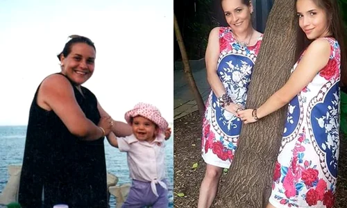 Irina Reisler și fiica ei, Anisia  Între cele două poze este o diferență de 17 ani  În prima poză, micuța avea 9 luni, iar mama ei, 100 kg jpeg