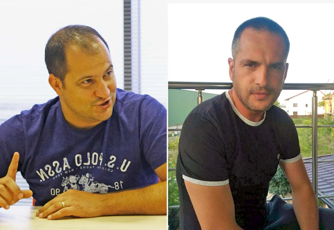 
    Șerban Huidu vs Mădălin Ionescu. Scandalul a fost declanșat de aventurile sexuale ale lui Leo de la Strehaia prezentate la Kanal Dfoto: arhivă Click! arhiva personală  