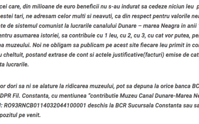 Memorial monument deţinuţi politici Canalul Dunăre-Marea Neagră Sursa afdprcta.ro