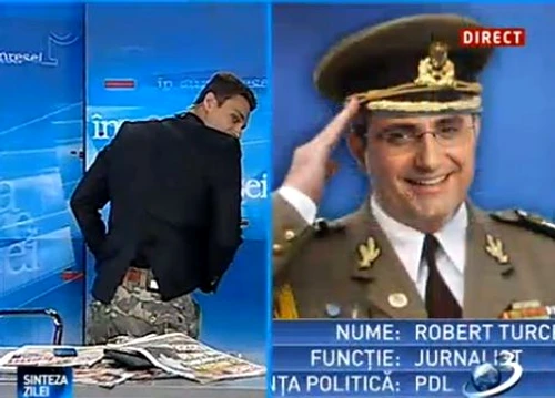 Mircea Badea face mişto de colonelul Turcescu (Foto: captură video Antena 3)
