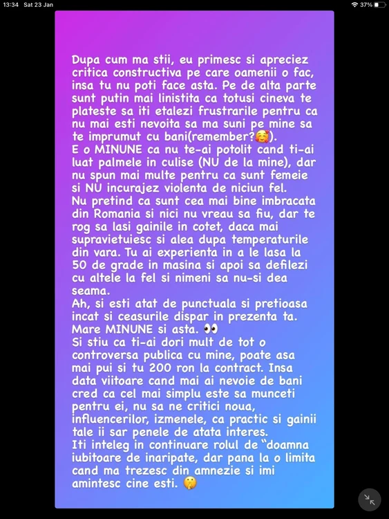 Primele declarații făcute de Adelina Pestrițu cu privire la Iulia AlbuFoto Instagram