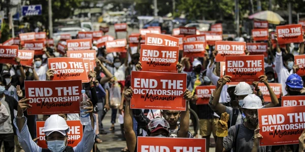 Proteste în Yangon Myanmar 12 martie 2020 FOTO EPA-EFE