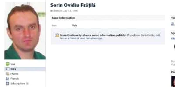 Contul de Facebook, pe numele Sorin Ovidiu Frăţilă, a fost deschis după moartea acestuia.